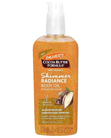 Palmer's Cocoa Butter Formula Shimmer Body Oil with Vitamin E, 150ml Radiance Body Oil for Glowing Skin, Enhances Dark Tones & Tans, Hydrating